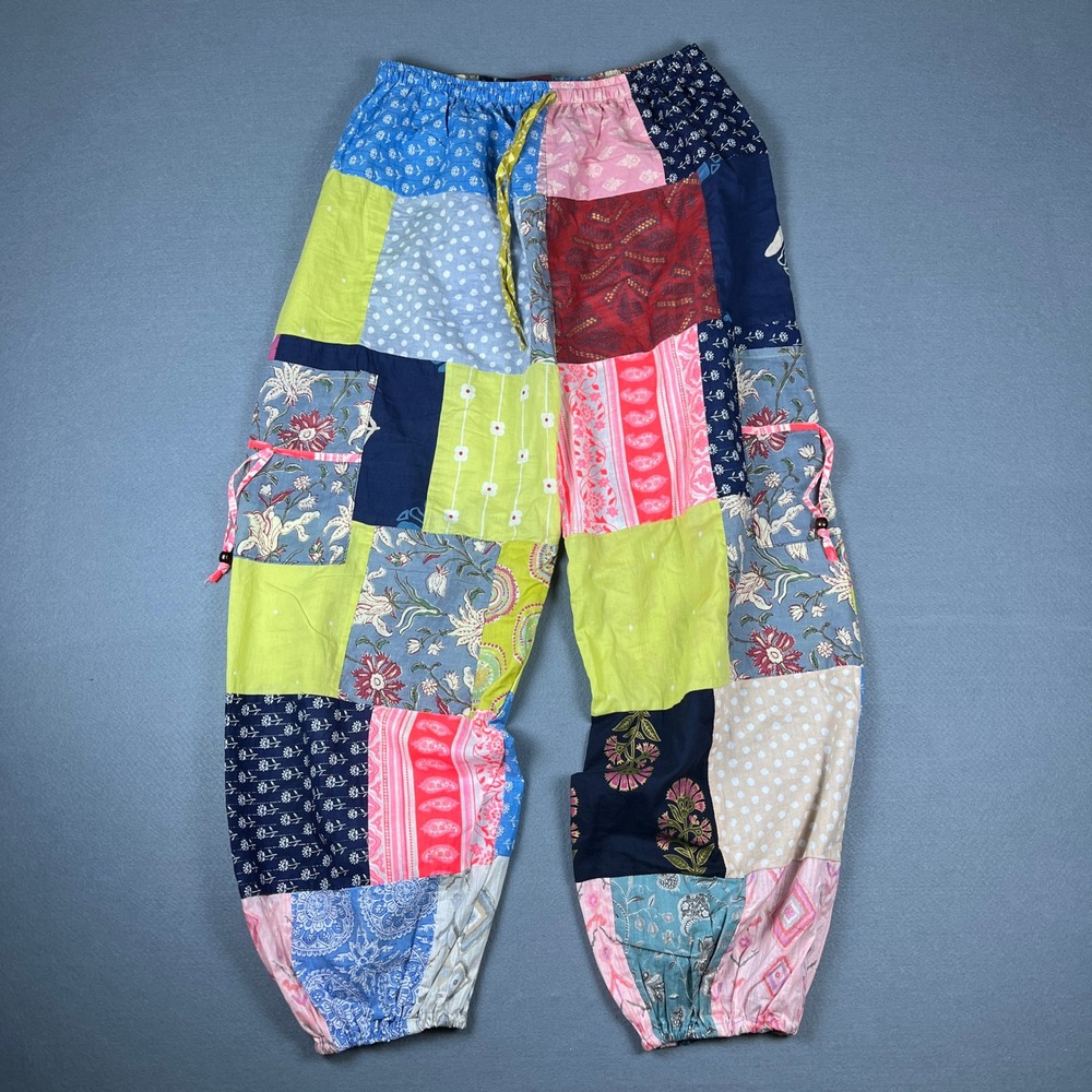 Jackpot Womens Patchwork Cotton Boho Festival Jogger Pants Mixed Print